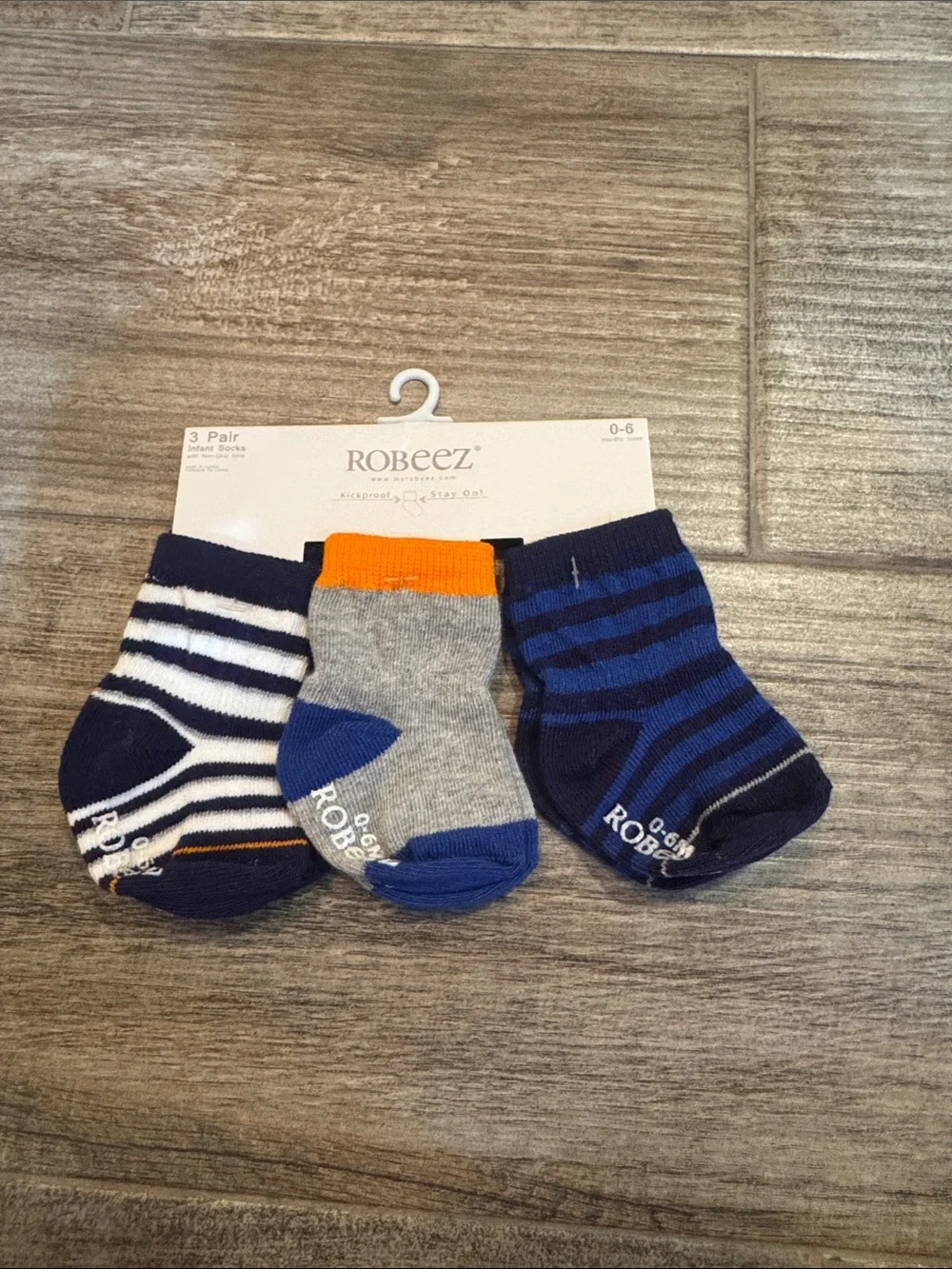 Robeez Navy, Gray & Orange Baby Sock Set